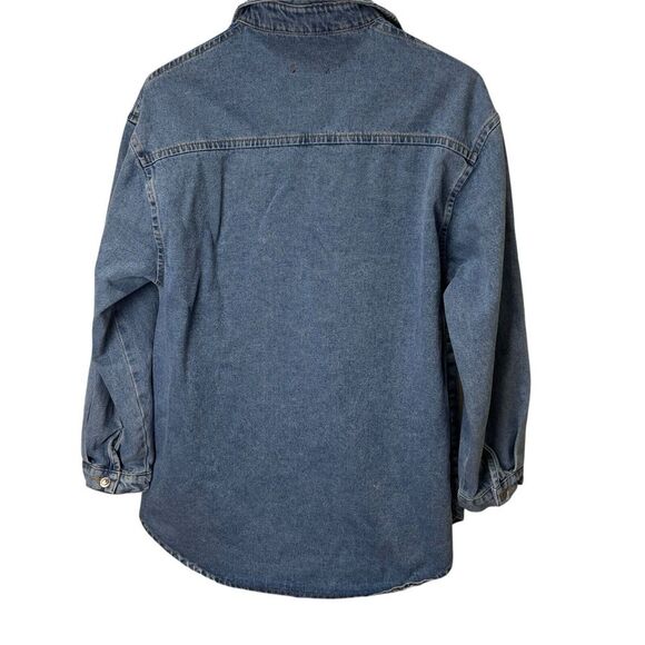 Nasty Gal Top Size US 8 Blue Denim Oversized Collared‎ Relaxed Shirt Jacket Warm - Picture 6 of 14